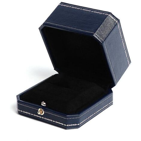Boîte à bagues de luxe au design vintage, présentoir à bijoux, accessoire de fiançailles idéal, cadeau de Saint-Valentin ou de mariage, bleu marine