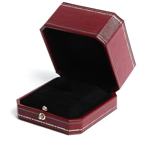 Boîte à bagues de luxe au design vintage, présentoir à bijoux, accessoire de fiançailles idéal, cadeau de Saint-Valentin ou de mariage (rouge)