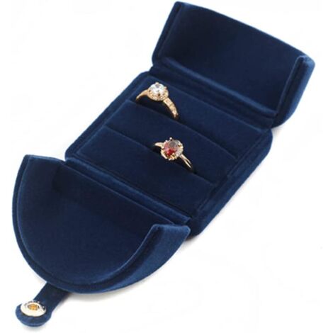 Boîte à bagues en velours double avec boutons