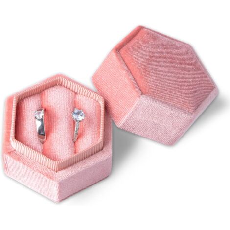 Boîte à Bagues Mariage, Boîte à Bagues Hexagonale Velours Côtel