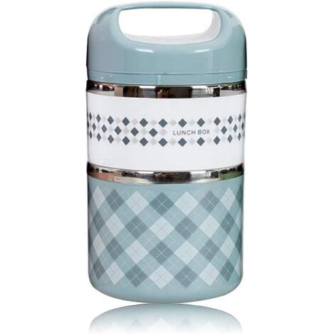Boîte à Bento, 2 couches en acier inoxydable (bleu)-Fei Yu