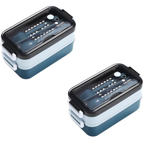 Boîte à bento double couche (bleu)