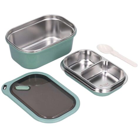 Boîte à bento en acier inoxydable 1,2 L, double paroi étanche, idéale pour les pique-niques scolaires (verte)
