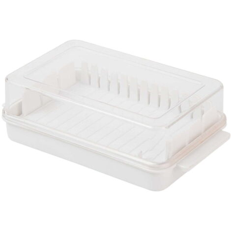 Boîte à beurre avec couvercle pour réfrigérateur, idéale pour ranger et couper le beurre facilement, blanche.
