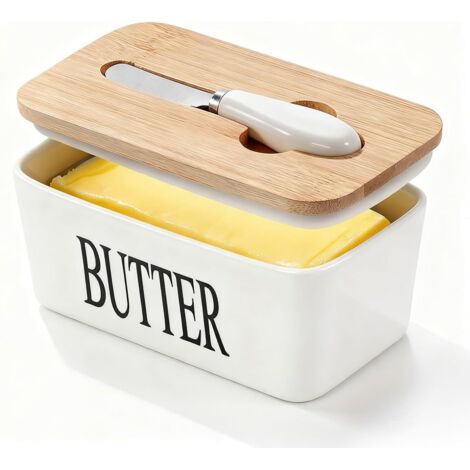 Boîte à beurre en céramique avec couvercle et couteau, boîte de rangement de cuisine de style européen