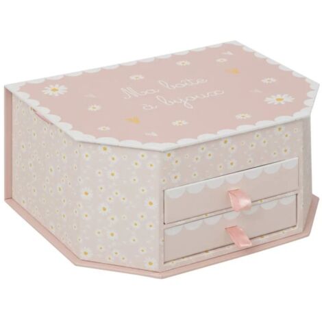 Boîte à Bijoux 2 Tiroirs Lana 21cm Rose