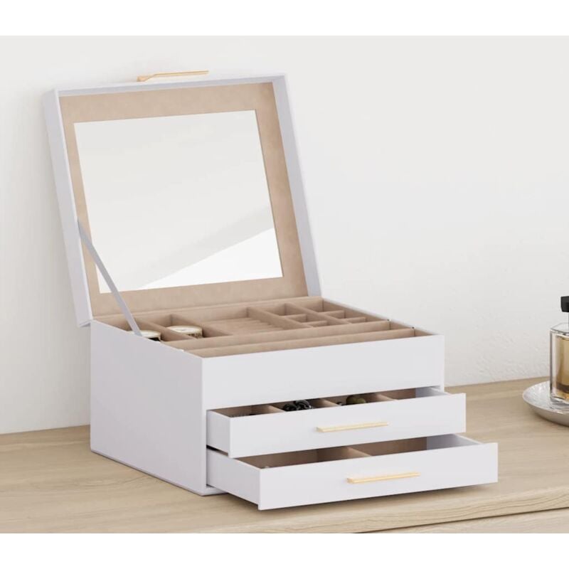 Boîte à bijoux 3 couches blanc 23x20,5x14 cm - Vidaxl