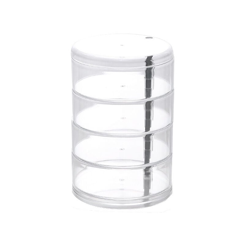 Boîte à bijoux à 4 niveaux Rotation à 360 degrés Boîte ronde transparente Rangement Collier Bracelet Anneau
