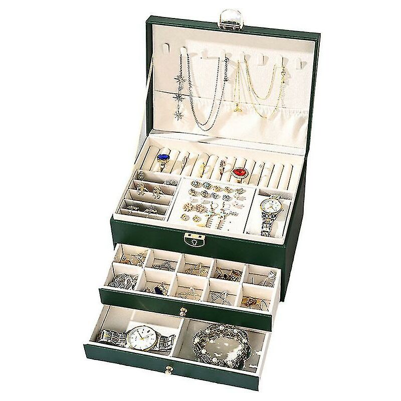 Boîte à bijoux à couches de motifs, avec collier, bague, boîte de rangement de bijoux - Ahlsen