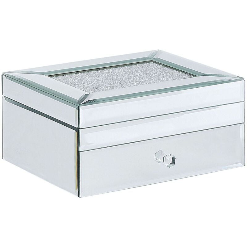 Beliani - Boîte à Bijoux Effet Miroir avec 1 Tiroir et Compartiment Supérieur Idée Cadeau Parfait au Sytle Glamour Tendance