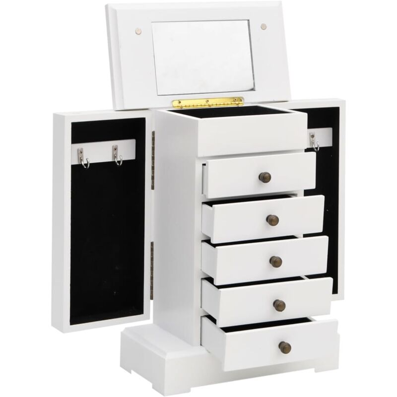 Vidaxl – Armoire à bijoux MDF avec miroir – 5 tiroirs – Dimensions 25 x 13,5 x 34 cm – Rangement sécurisé pour colliers et bracelets - MDF 25 X