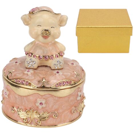 Boîte à Bijoux Cochon Articulée Design Ajouré Apparence Mignonne Décor Main Peinture pour Rangement Bijoux Cadeaux