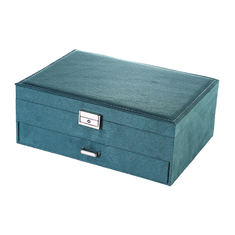 Boîte à Bijoux, Coffre à Bijoux, Présentoir, à 2 Niveaux, avec 1 tiroir et 1 clé, pour bagues, Montres, Colliers, Boucles d'oreilles, idée Cadeau