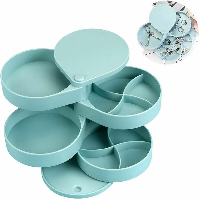 Boîte à Bijoux, Coffret à Bijoux de Voyage, Boîte à Bijoux Femme, Organisateur de Bijoux Portable, Rotation Petite Coffret Bijoux de Rangement, pour
