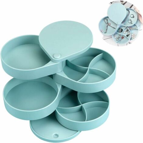 Boîte à Bijoux, Coffret à Bijoux de Voyage, Boîte à Bijoux Femme, Organisateur de Bijoux Portable, Rotation Petite Coffret Bijoux de Rangement, pour Colliers, Bagues, Bracelets