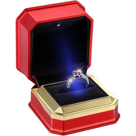 Boîte à bijoux créative à bague unique (rouge),