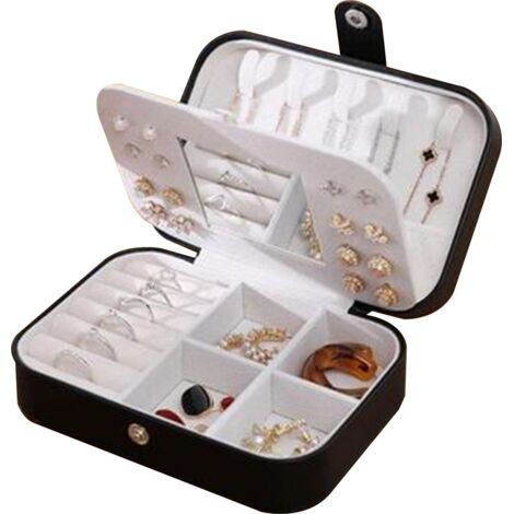 Boîte à bijoux Dames Petit Schmuckbox Voyage à Bijoux avec Miroir coffret à Bijoux pour Bagues Boucles d'oreilles Collier