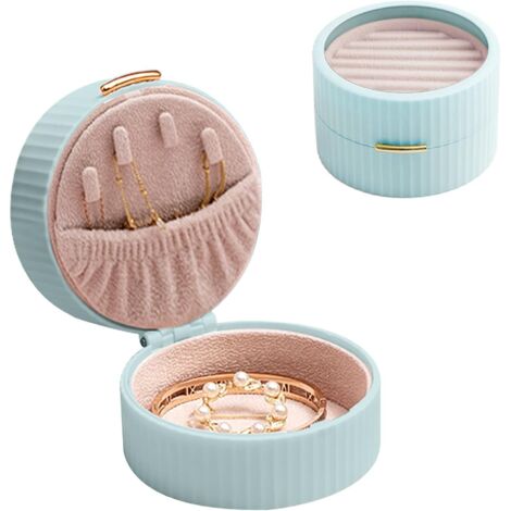 Boîte à bijoux de rangement multicouche (Bleu),