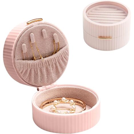 Boîte à bijoux de rangement multicouche (rose)