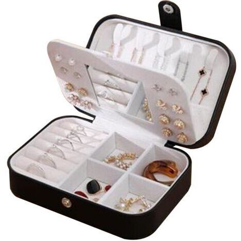 Boîte à bijoux de voyage, boîte à bijoux portable avec miroir, boîte à bijoux pour colliers, bracelets, bagues, boucles d'oreilles, blanc