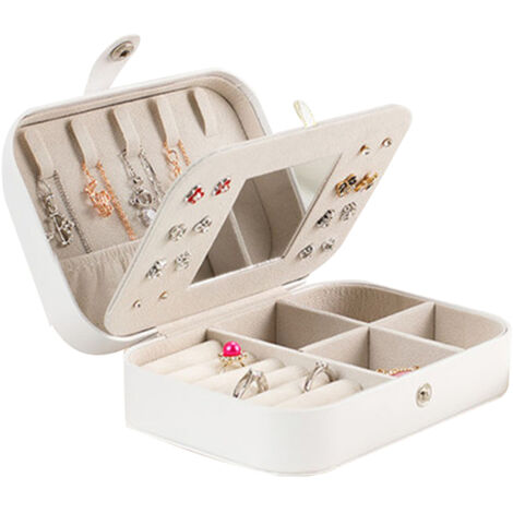 Boîte à bijoux de voyage, boîte à bijoux portable avec miroir, pouvant contenir colliers, bracelets, bagues et boucles d'oreilles.