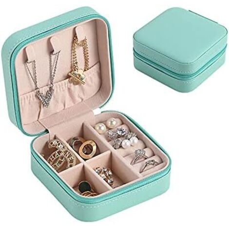 Boîte à bijoux de voyage portable (Bleu),
