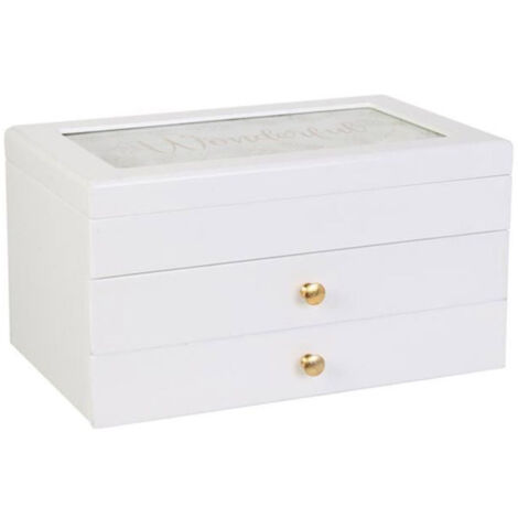 Boîte à Bijoux Déco "3 Étages" 24cm Blanc