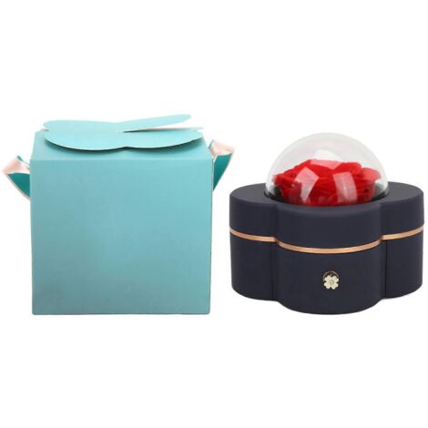 Boîte à bijoux doublée de flocage, multifonctionnelle, élégante et délicate, avec tiroir, bleu marine.