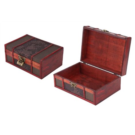Boîte à bijoux en bois avec serrure - Organisateur pour colliers, bracelets et bagues