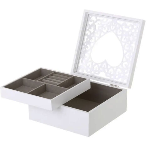 Boîte à bijoux en bois blanc Boîte à bijoux Shabby Chic Design