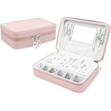 Boîte à bijoux en cuir PU pour femme (rose)-Fei Yu