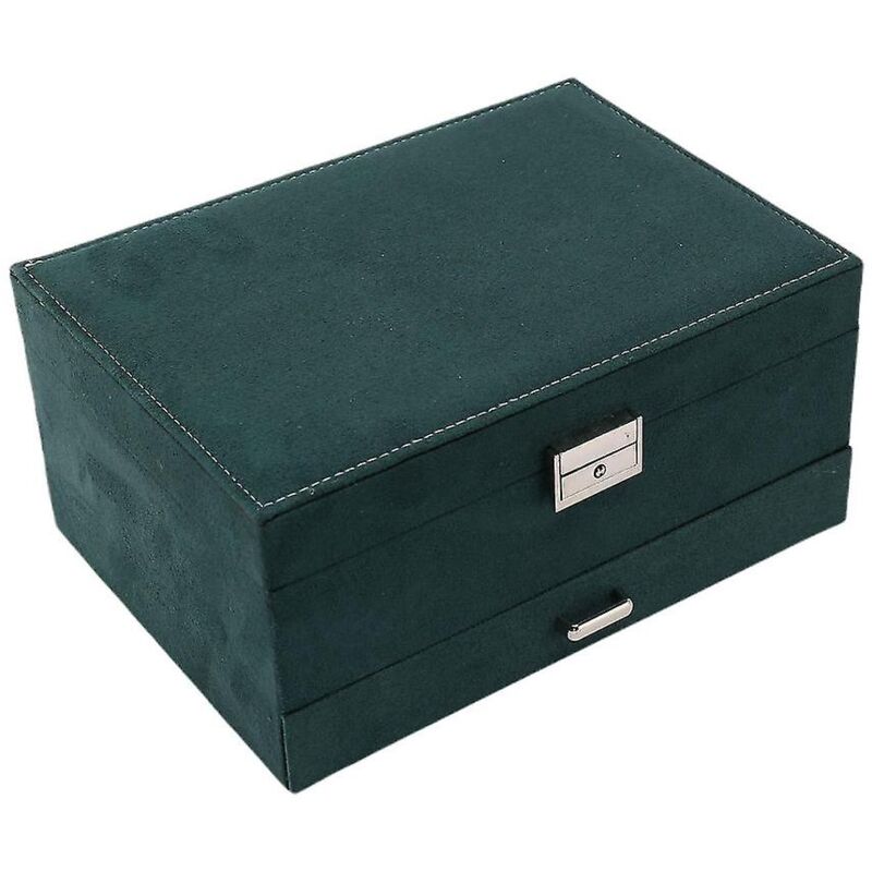 Boîte à bijoux en flanelle vintage à trois couches pour boucles d'oreilles, bagues, colliers, boîte de rangement pour bijoux