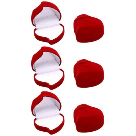 Boîte à bijoux en forme de cœur - Boîte de présentation pour bagues - Boîte à bijoux de fiançailles - Rouge