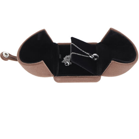 Boîte à bijoux en velours marron - Écrin pour collier, bracelet, boucles d'oreilles - Cadeau idéal (Format compact)