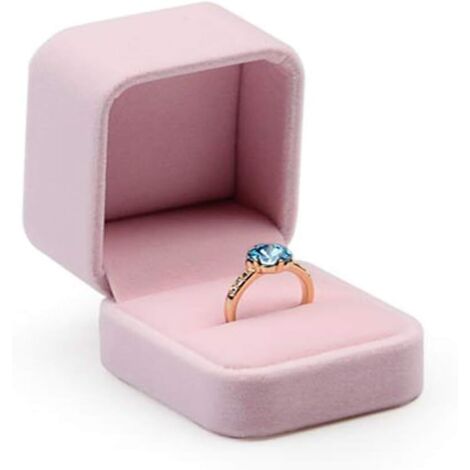 Boîte à bijoux en velours rose (boîte à bagues),
