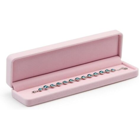 Boîte à bijoux en velours rose (boîte à long collier),