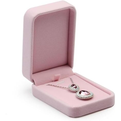 Boîte à bijoux en velours rose (boîte à pendentif)