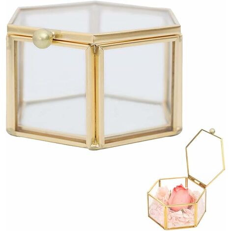 Boîte à Bijoux Géométrique, Boîte à Bijoux en Verre, Boîte à Bijoux Géométrique Verre Transparent, Boîte À Bijoux en Verre Transparent, pour Le Stockage et L'affichage Bagues, Boucles D'oreilles
