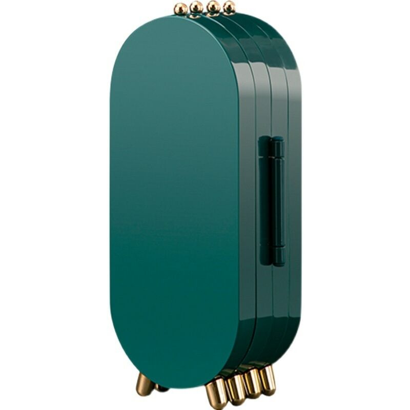 Boîte à bijoux, organisateur de bijoux, pliable, finition dorée, portable, vert émeraude