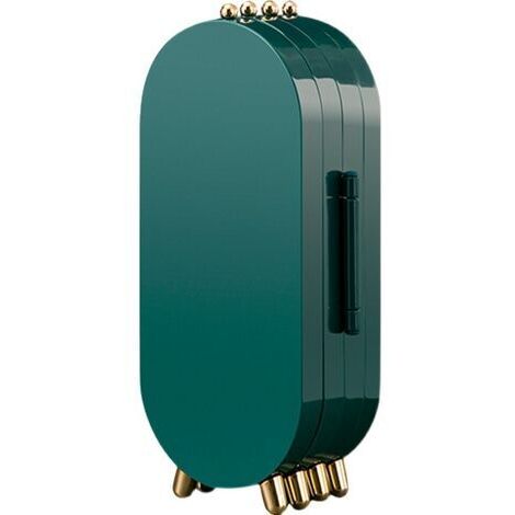 Boîte à bijoux pliable en acrylique vert émeraude – Finition dorée – 153 trous pour boucles d'oreilles – Miroir intégré