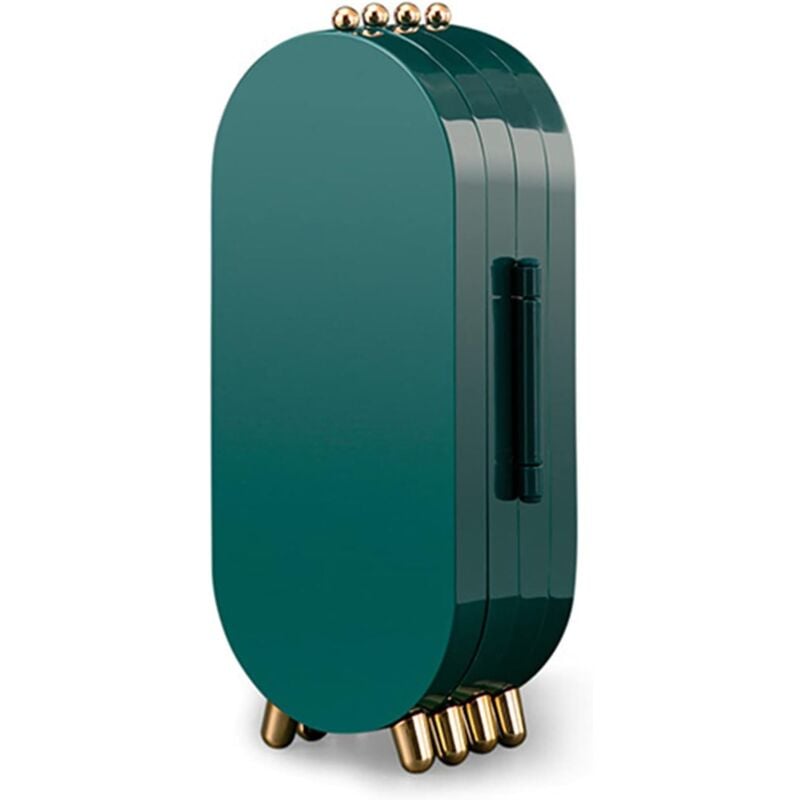 Boîte à bijoux, présentoir, support de rangement pour boucles d'oreilles, boîte sur pied avec miroir, support pliable pour boucles d'oreilles et