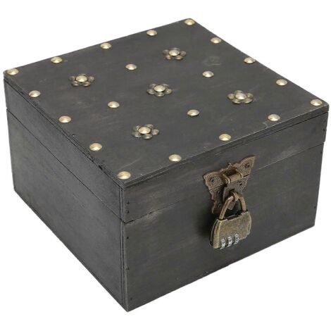 Boîte à bijoux rétro en bois élégante avec serrure, idéale pour ranger colliers et bracelets et décorer votre intérieur.