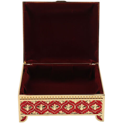 Boîte à Bijoux Rouge Vintage en Métal Estampé - Coffret de Rangement Carré Style Rétro, Idée Cadeau Déco pour Chambre