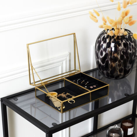 Boite A Bijoux Verre Et Velours Noir