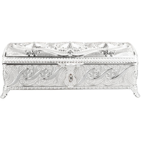 Boîte à Bijoux Vintage Antirouille Doublure Velours Doux Décor Bureau Maison Argentée