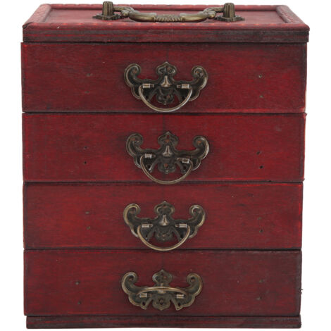Boîte à bijoux vintage en bois 4 tiroirs grande capacité rangement organisateur bijoux rétro pour maison café vitrine