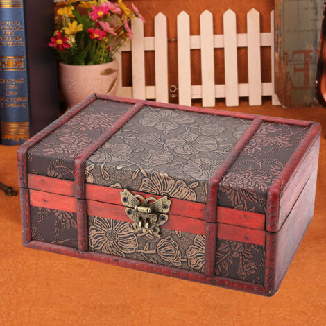 Boîte à Bijoux Vintage en Bois avec Compartiments, Écrin à Livres Miniature, Coffret de Rangement Décoratif