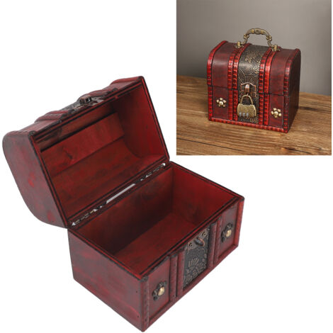 Boîte à bijoux vintage en bois avec fermoir numérique à 3 chiffres coffret cadeau décoratif trinket