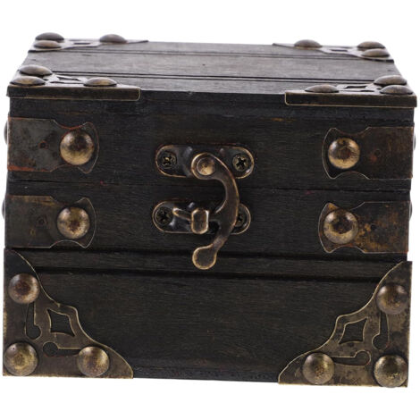 Boîte à bijoux vintage en bois pour femmes, coffret de rangement pour trésors et photos, idéal pour les voyages