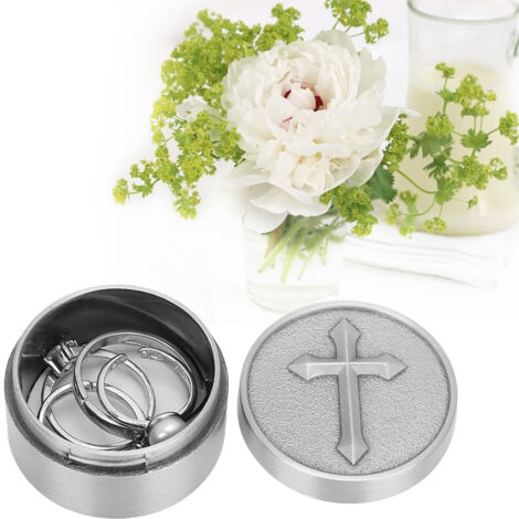Boîte à Bijoux Vintage en Métal avec Couvercle Orné Croix - Coffret de Rangement Décoratif